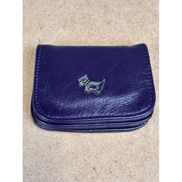 Small Purple Leather Card Holder with Scottie Dog Accent - Picture 1 of 7